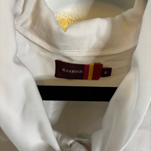 White Button Down Blouse with Bow Tie - Picture 7 of 9